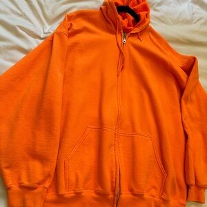 Neon orange zip up hoodie